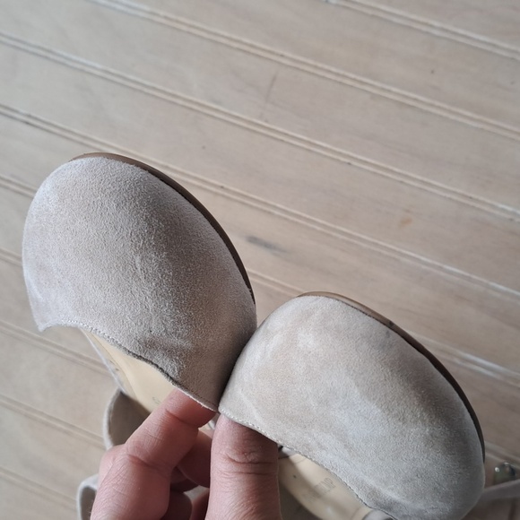 Ivanka Trump Elise Suede Leather Ankle Straps D'Orsay Cream Ballet Flats - Picture 9 of 13